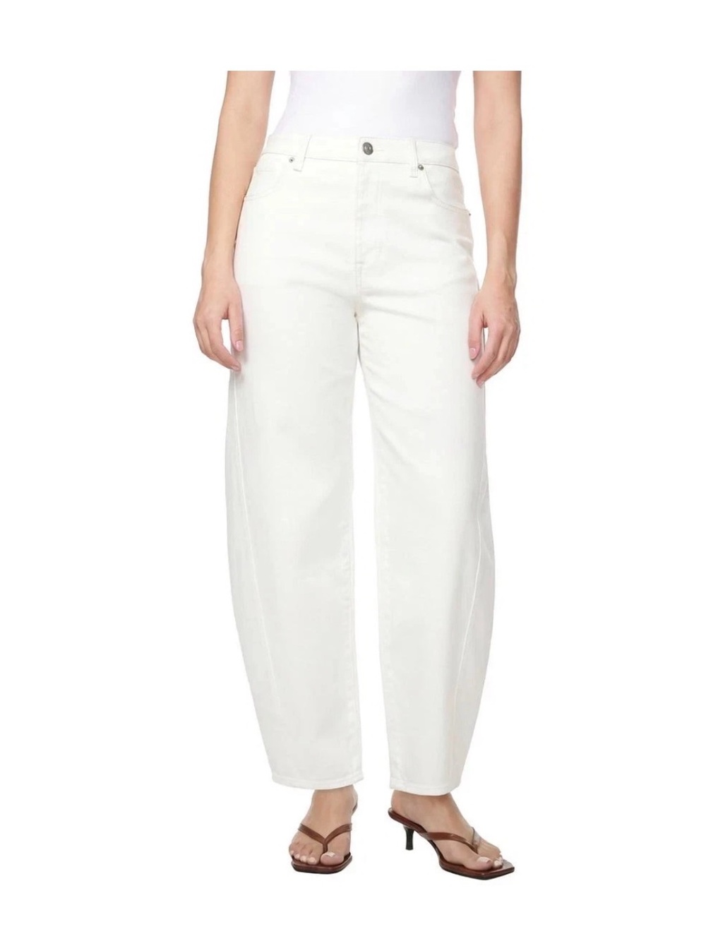Hudson Jeans White Wide-Leg High-Rise Jeans
